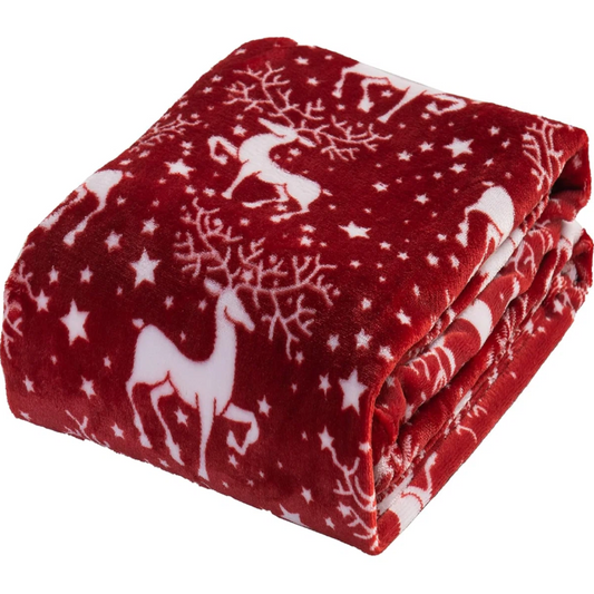 plaid de Noël rouge 150x200 en polaire douce