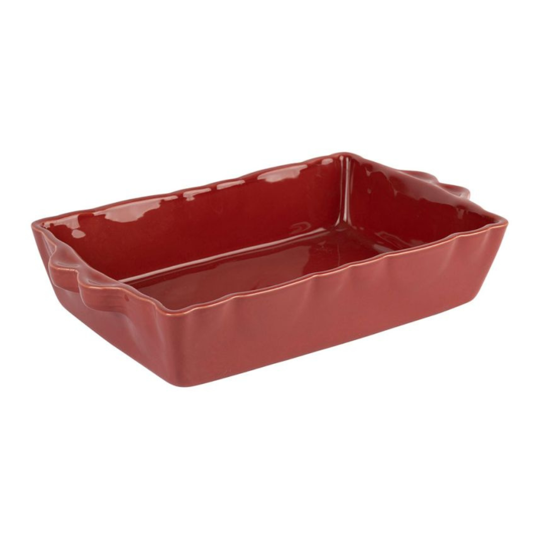 Plat à four rectangulaire grès bord feston 32x21cm Côté Table
