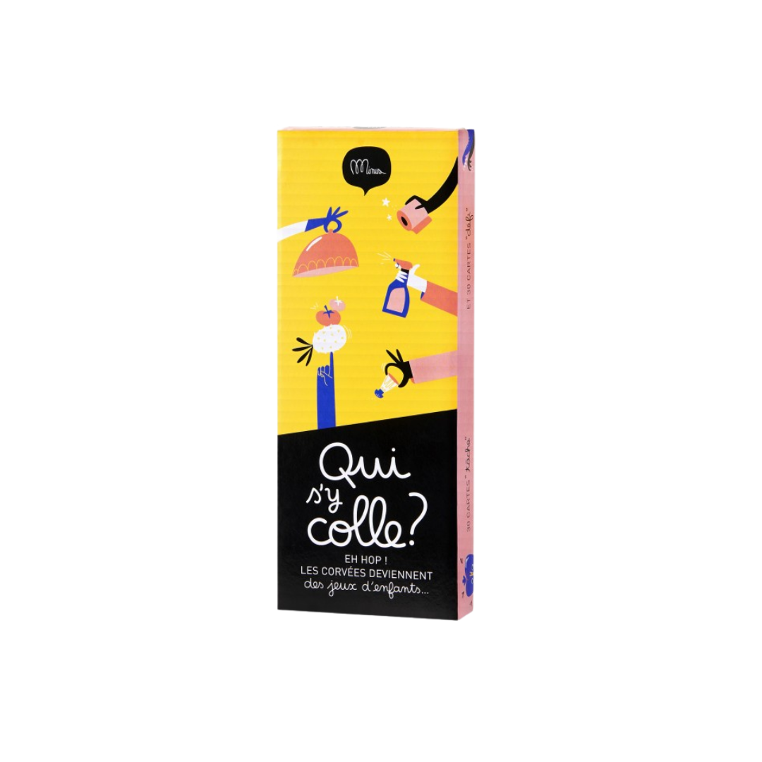 Boîte du jeu Qui s'y Colle Minus dès 4 ans - jeu de société pour transformer les corvées en jeu, disponible chez MT Boutique L'Isle-Jourdain
