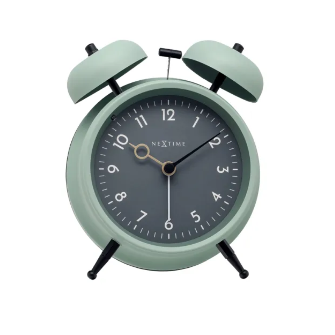 Réveil à poser Golden Hour bleu canard teal métal silencieux NeXtime – MT Boutique