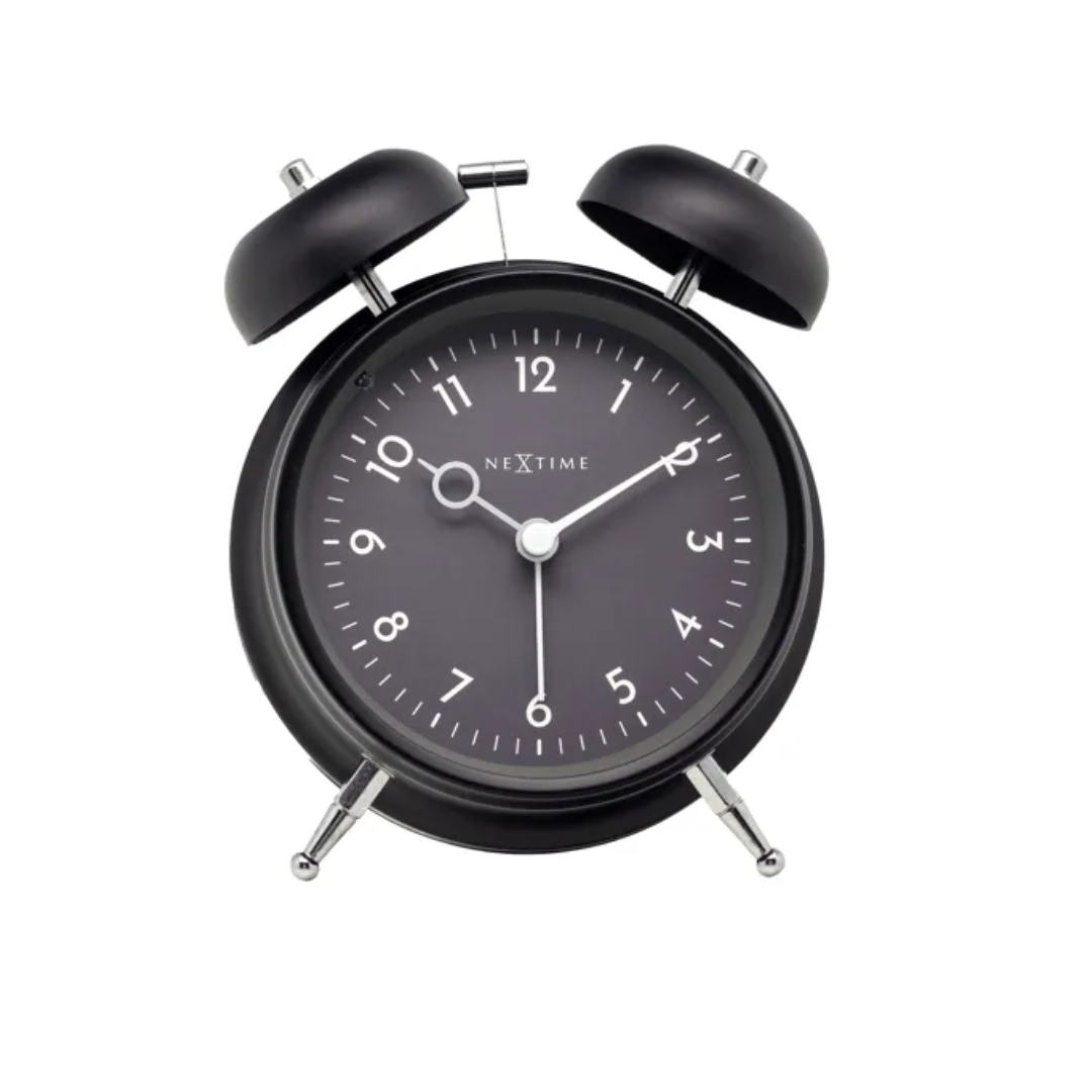 Réveil à poser Golden Hour noir métal silencieux NeXtime 12x14 cm – MT Boutique