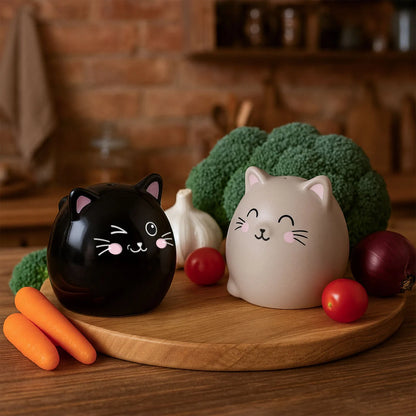 Duo salière poivrière chats kawaii Kitty Couple céramique H.5,5 cm Legami