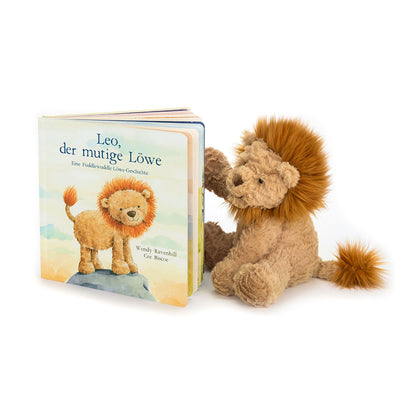Détail crinière vaporeuse et visage brodé Fuddlewuddle Lion Jellycat Medium – douceur premium