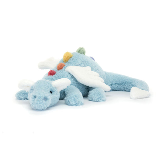 Grande peluche dragon Sky Dragon Large Jellycat – ailes et couleurs célestes

