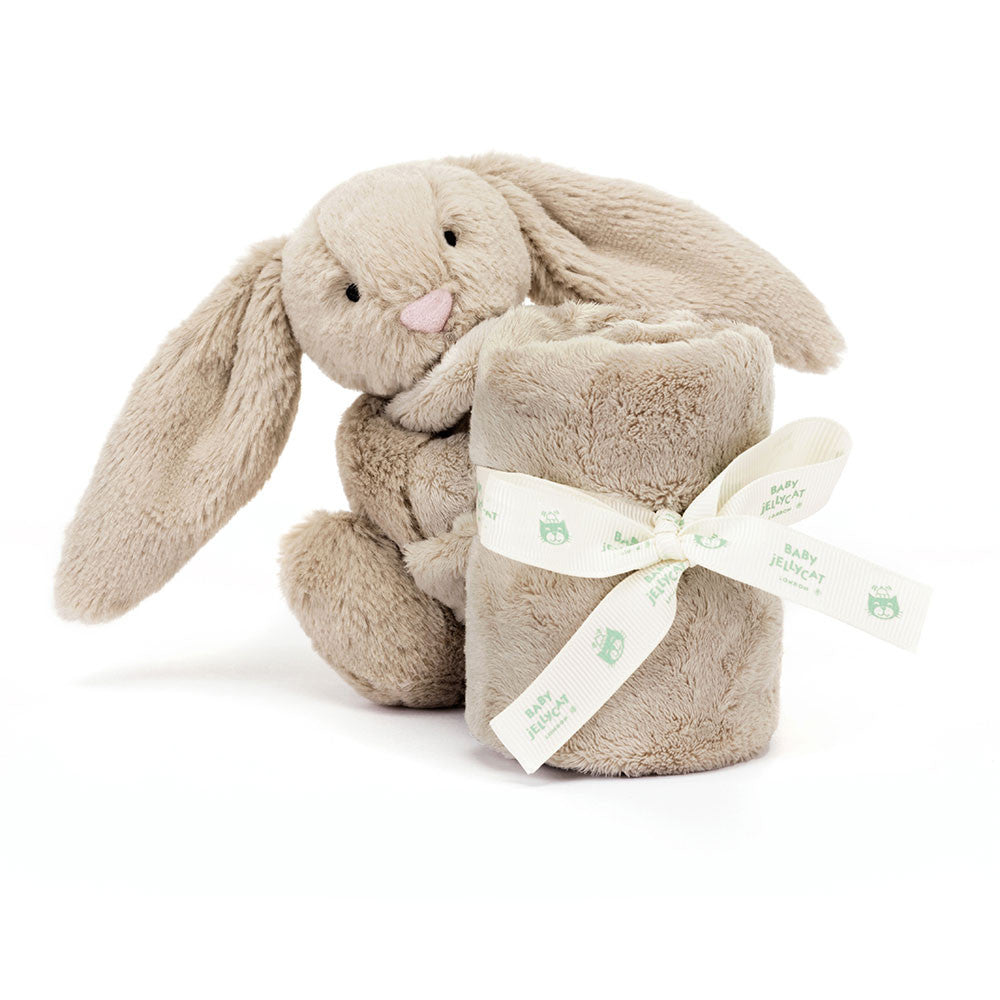 Doudou Bashful Beige Bunny Soother Jellycat lapin beige plat ultra-doux – cadeau naissance bébé MT Boutique
