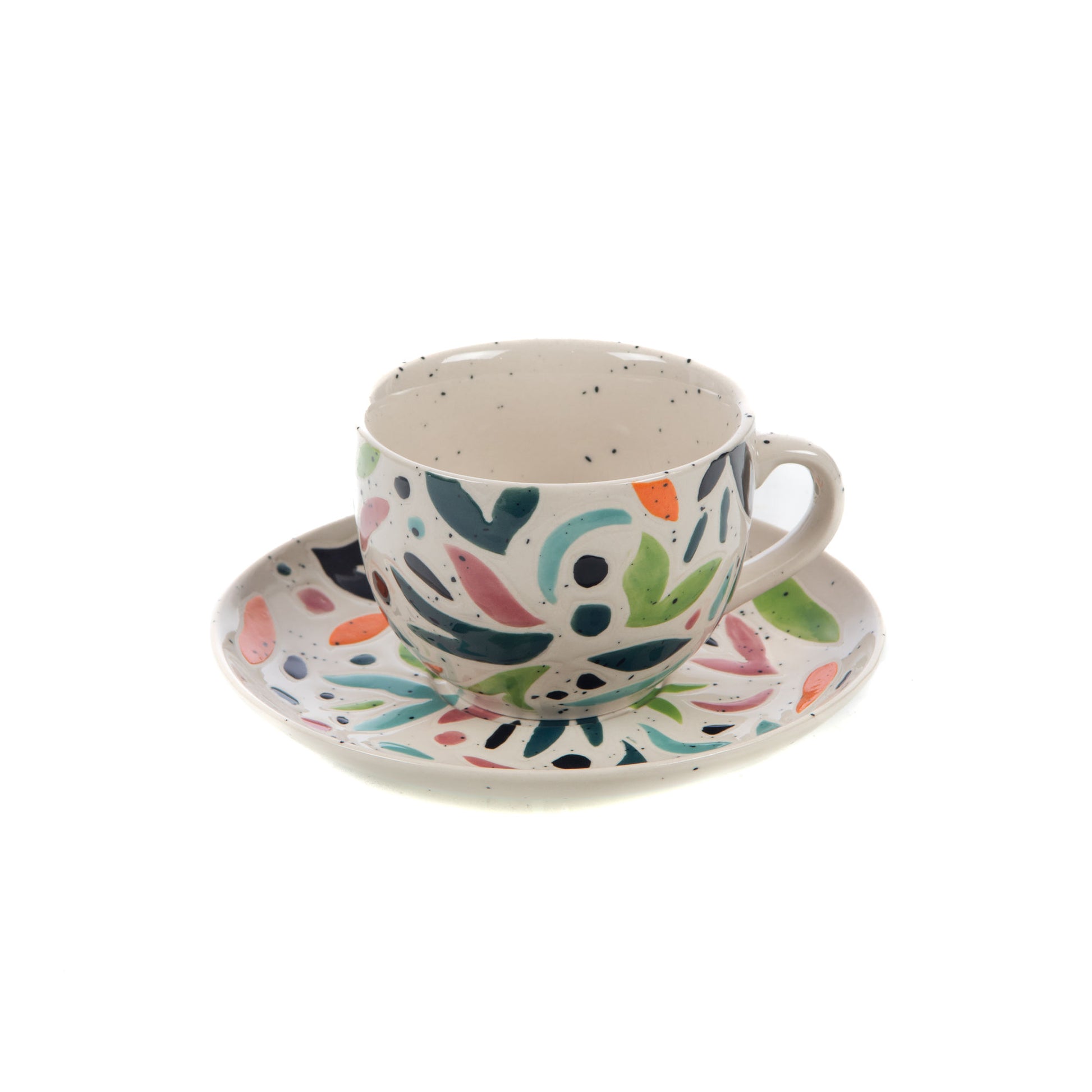 Set tasse à thé et soucoupe en grès coloré collection St Amalia Amadeus – MT Boutique