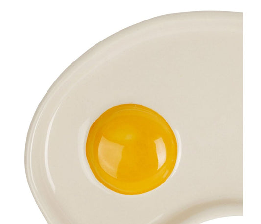 Assiette en grès blanc en forme d'œuf au plat
