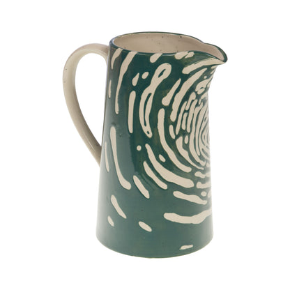 Pichet en grès artisanal vert motifs blancs H.22 cm – MT Boutique