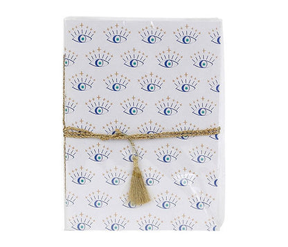Carnet notes Visionary œil protecteur pompon doré coton recyclé Sema Design – MT Boutique