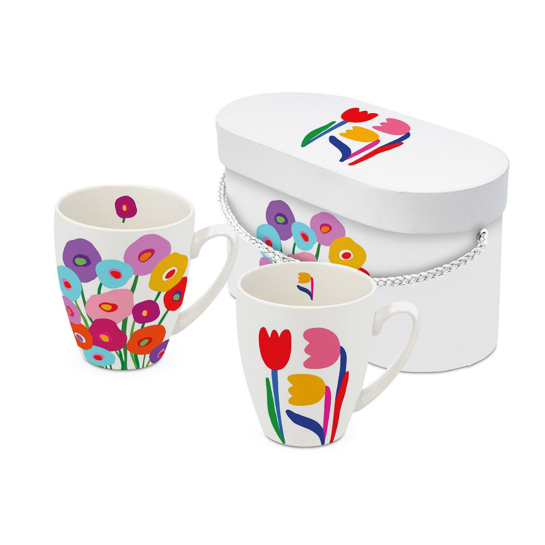 Coffret 2 grands mugs Super Bloom en porcelaine fleurie Dominique Vari idée cadeau déco