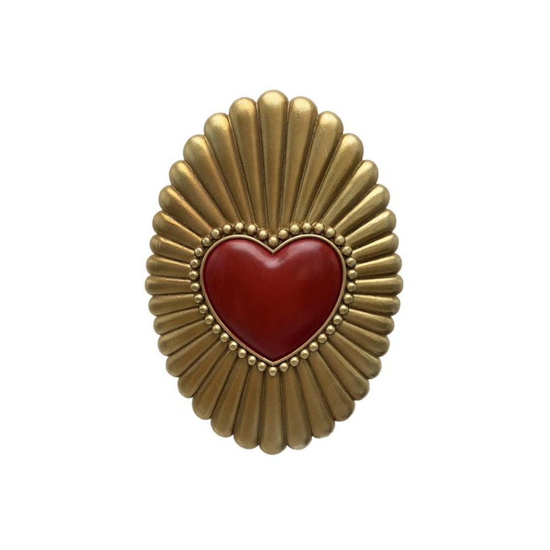 Déco Murale Cœur Rouge Ovale – EMDE | 12,5x18 cm