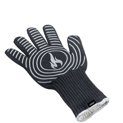 Gant de barbecue noir protection 250°C avec motifs silicone antidérapants