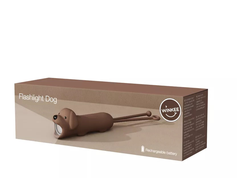 Boite de la lampe de poche LED marron en forme de chien 