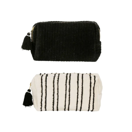pochettes en velours par sema design. écru et noire