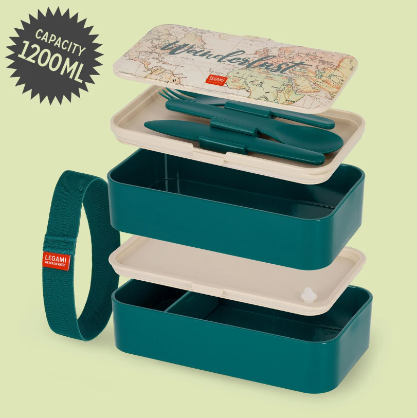 Vue éclatée des éléments de la lunch box Legami.