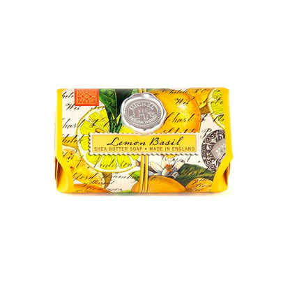 Savon de luxe Lemon Basil Michel Design Works 246g, parfum citron et basilic, au beurre de karité.