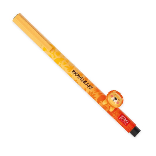 Stylo encre gel noir 0,5 mm lion décoratif Legami Lovely Friends The King – détails métallisés MT Boutique