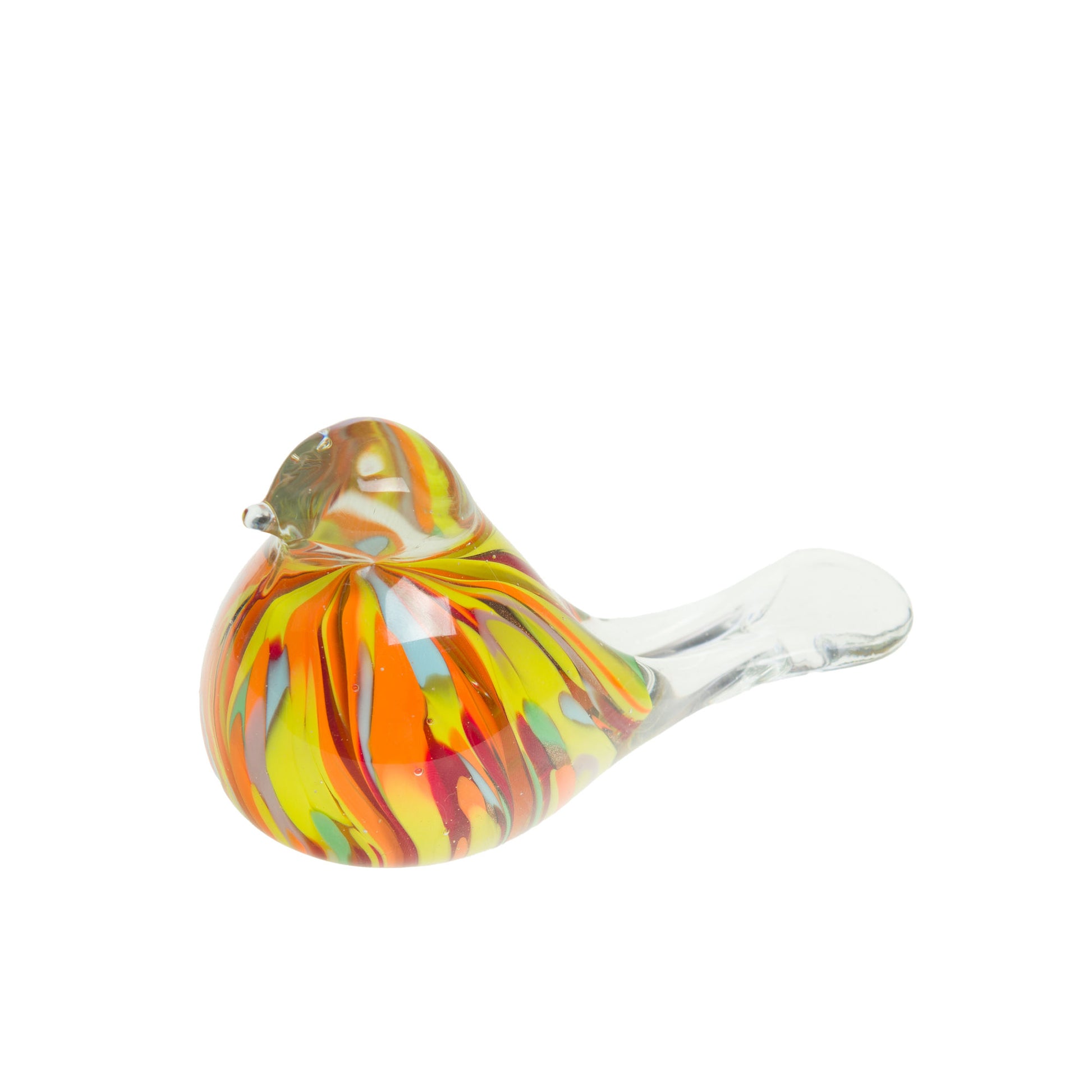Figurine oiseau en verre soufflé multicolore orange jaune vert rouge Amadeus – MT Boutique