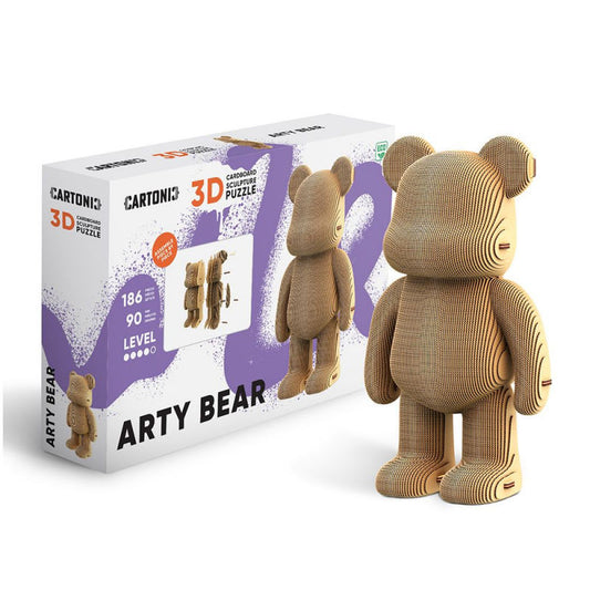 Sculpture Ours Arty en carton puzzle 3D Cartonic style art contemporain 25cm