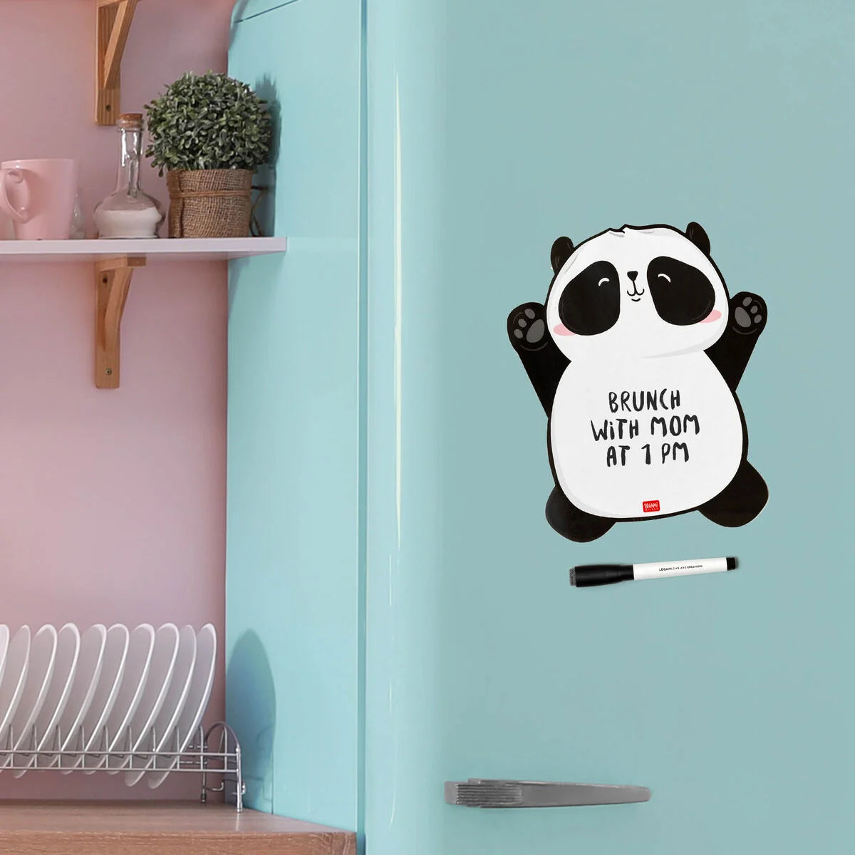 ableau magnétique panda Legami accroché réfrigérateur – liste courses notes messages famille kawaii