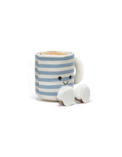 Détail anse et rayures peluche tasse de thé Jellycat