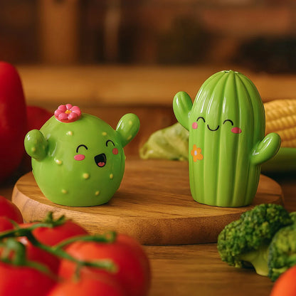 Duo salière poivrière cactus couple céramique H.7 cm Legami design kawaii
