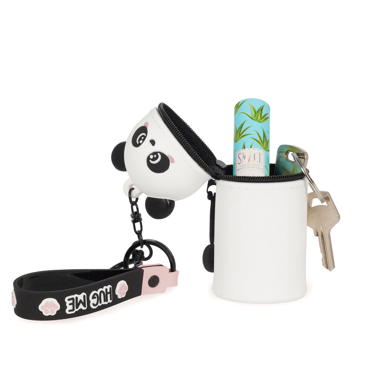 Porte-monnaie panda Legami Mini Kawaii ouvert fermeture éclair – rangement monnaie écouteurs objets