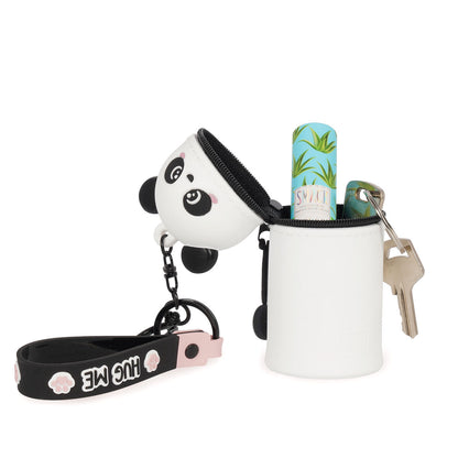 Porte-monnaie panda Legami Mini Kawaii ouvert fermeture éclair – rangement monnaie écouteurs objets