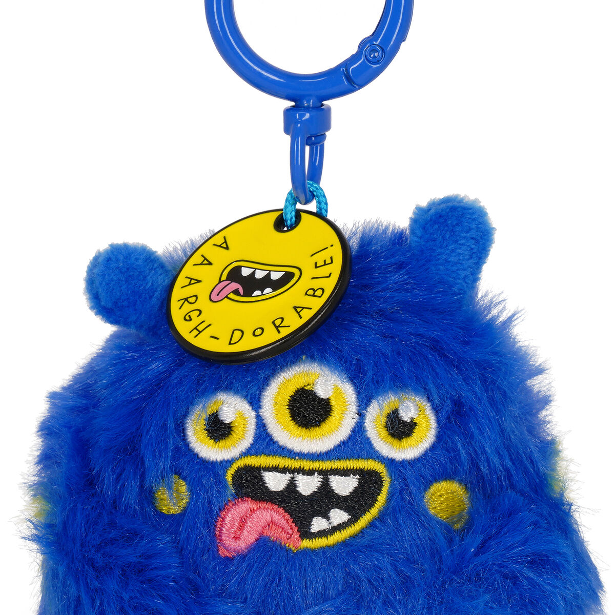 Détail breloque émaillée gravée Aaargh-dorable porte-clés peluche Monster Legami – humour kawaii