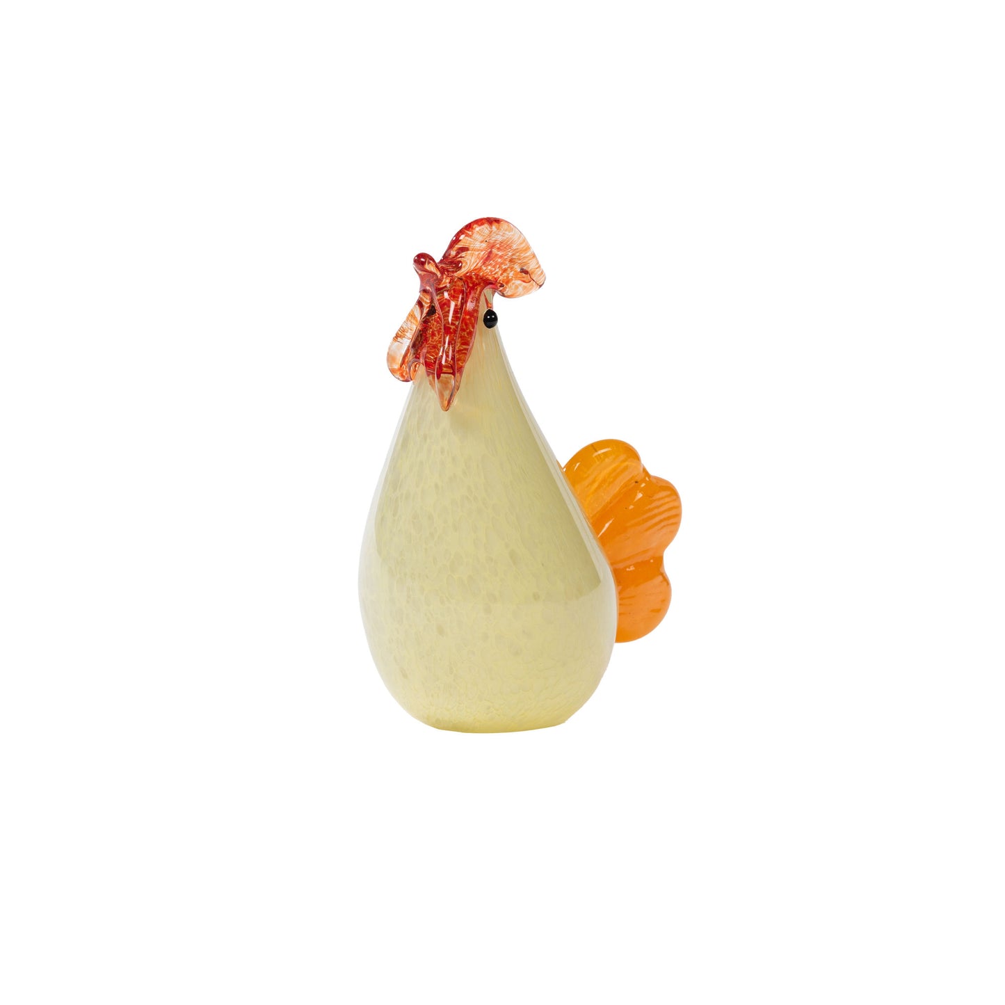 Poule décorative verre soufflé jaune détails orange rouge H.15 cm Amadeus – MT Boutique