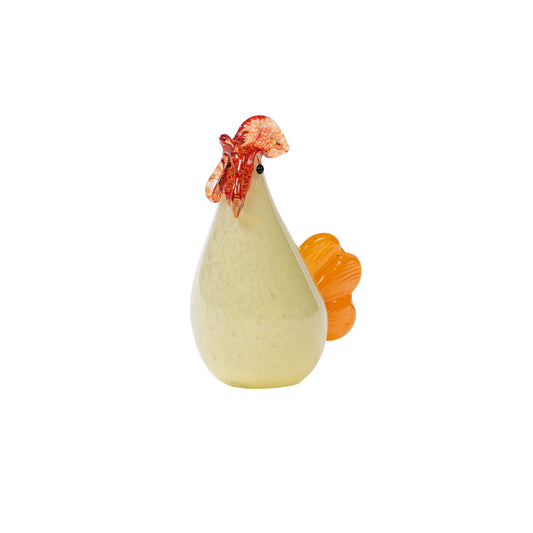 Poule décorative verre soufflé jaune détails orange rouge H.15 cm Amadeus – MT Boutique