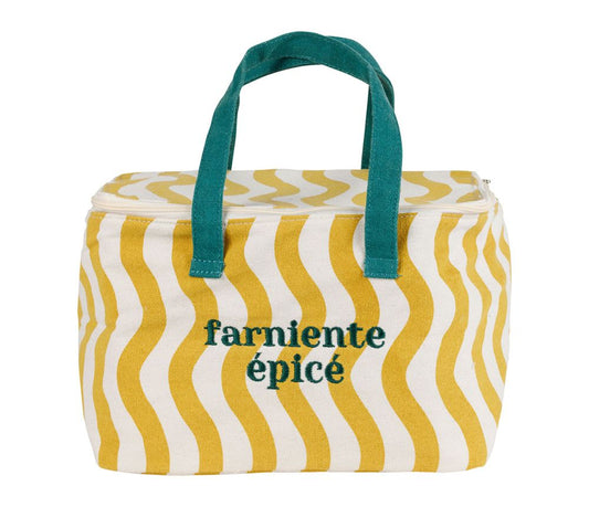Petit sac isotherme moutarde à vagues broderie Farniente Épicé SEMA Design lunch bag