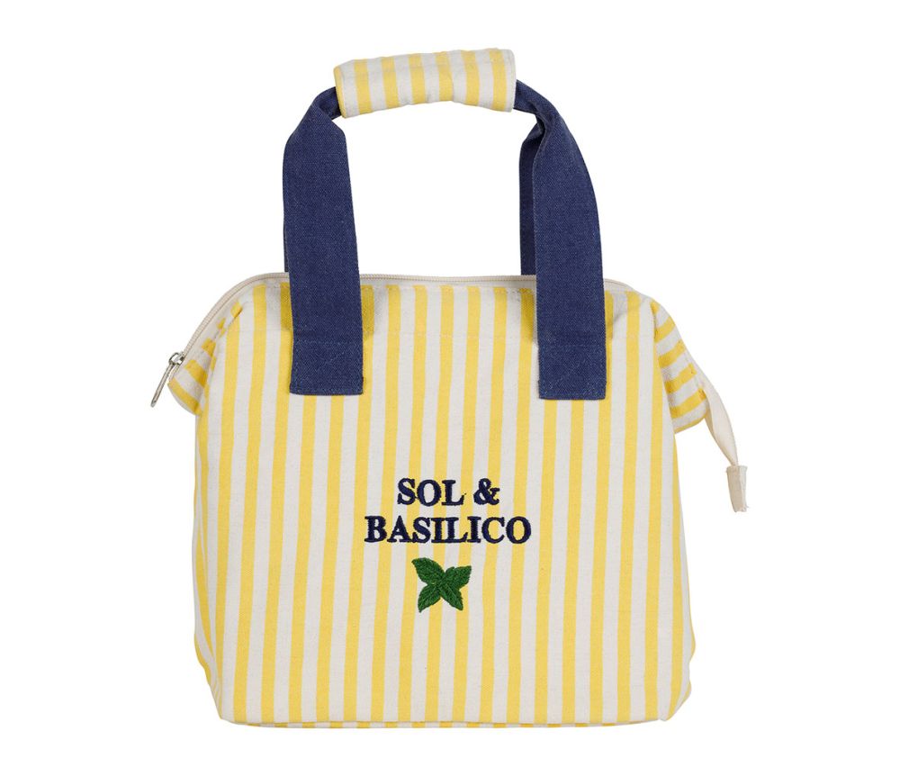 Petit sac isotherme jaune à rayures Sol et Basilico SEMA Design lunch bag coton