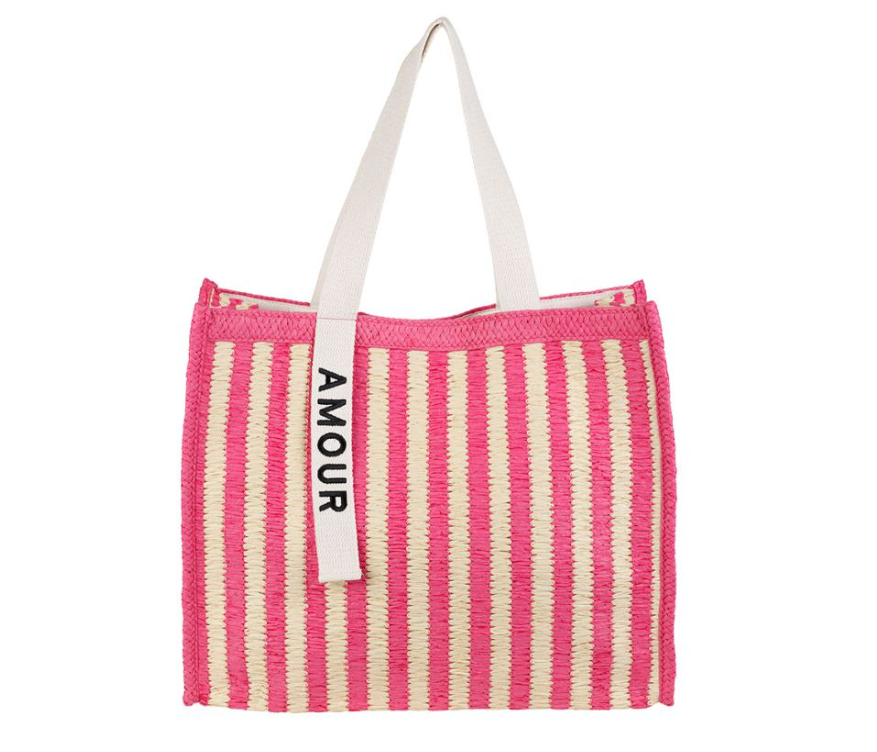 Sac cabas Solencia rose en raphia tressé SEMA Design style bohème chic