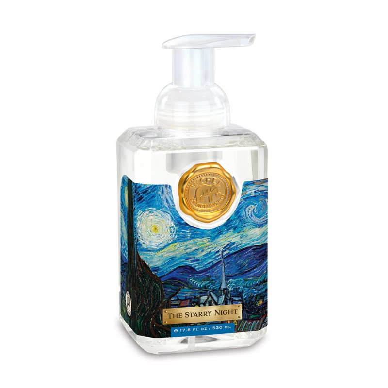 Savon moussant flacon Van Gogh La Nuit Étoilée senteur linge frais Michel Design Works.