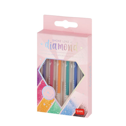 Set 6 mini stylos gel glitter pailletés Legami Shine Like a Diamond multicolores – MT Boutique L'Isle-Jourdain