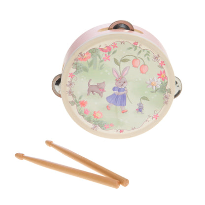 Tambourin enfant Ombeline en bois illustré rose pastel Amadeus Les Petits – MT Boutique