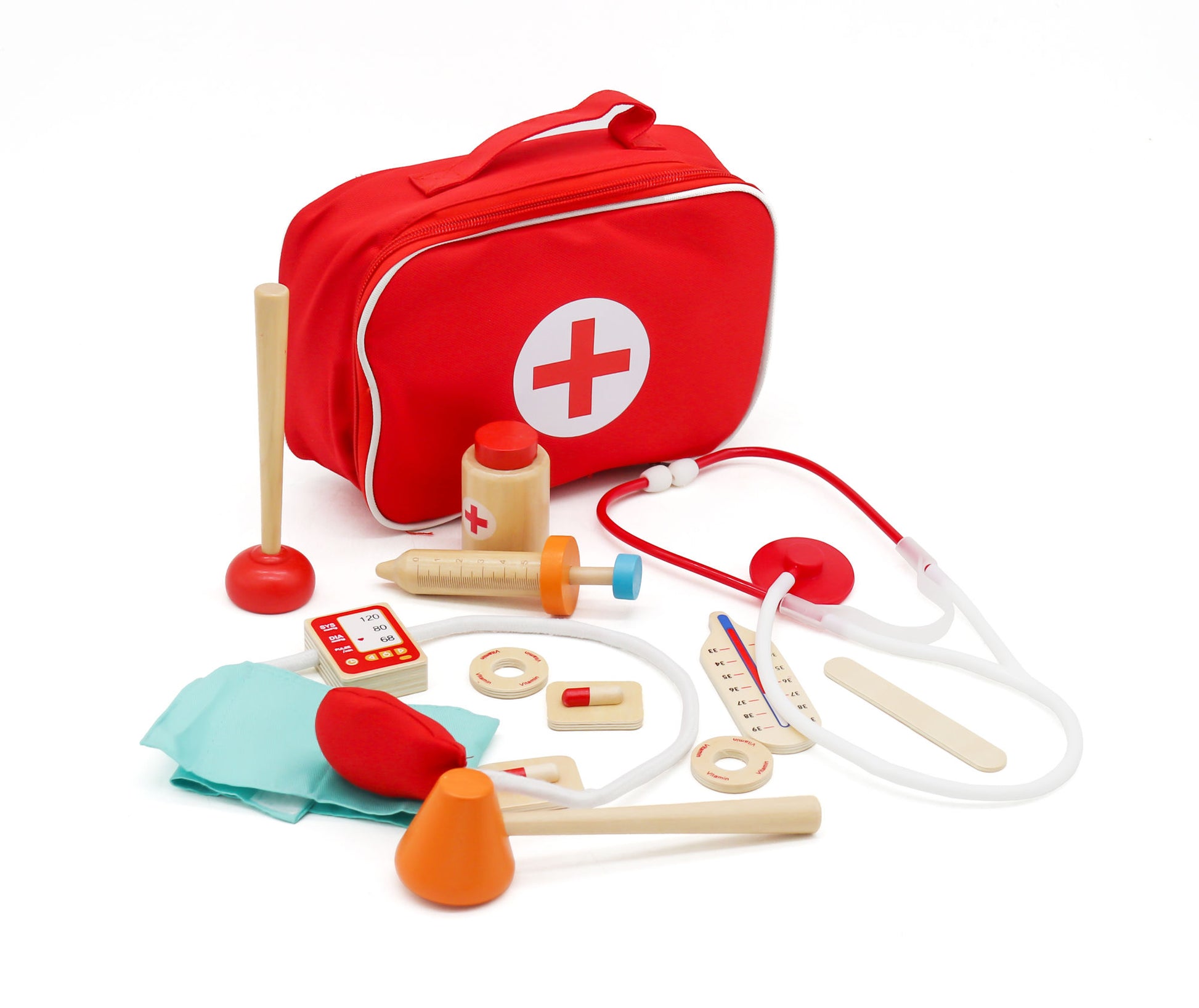 Set docteur enfant bois mallette médecin rouge Amadeus – MT Boutique