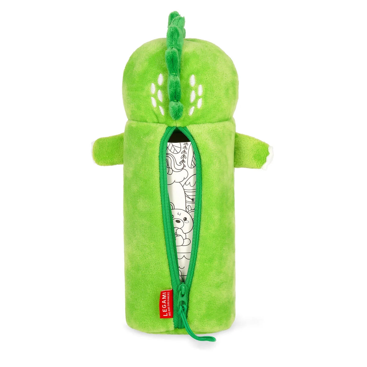 Trousse peluche Dino kawaii Roooarr Legami ultra douce fermeture éclair enfant